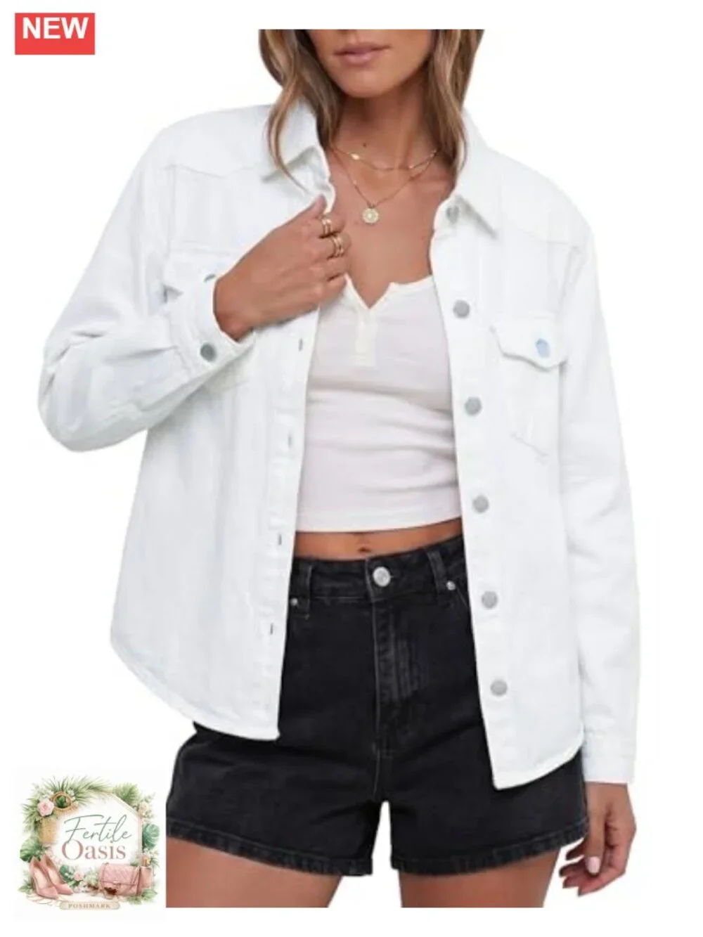 Vintage Denim Jacket for Women Distressed Trucker Coat Long Sleeve